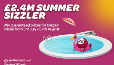 £2.4 Million to be Won in the Sensational Summer Sizzler Promotion at Sun Bingo