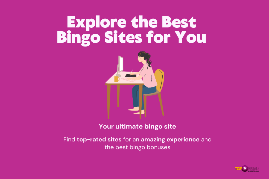 lady sitting at computer researching best bingo sites